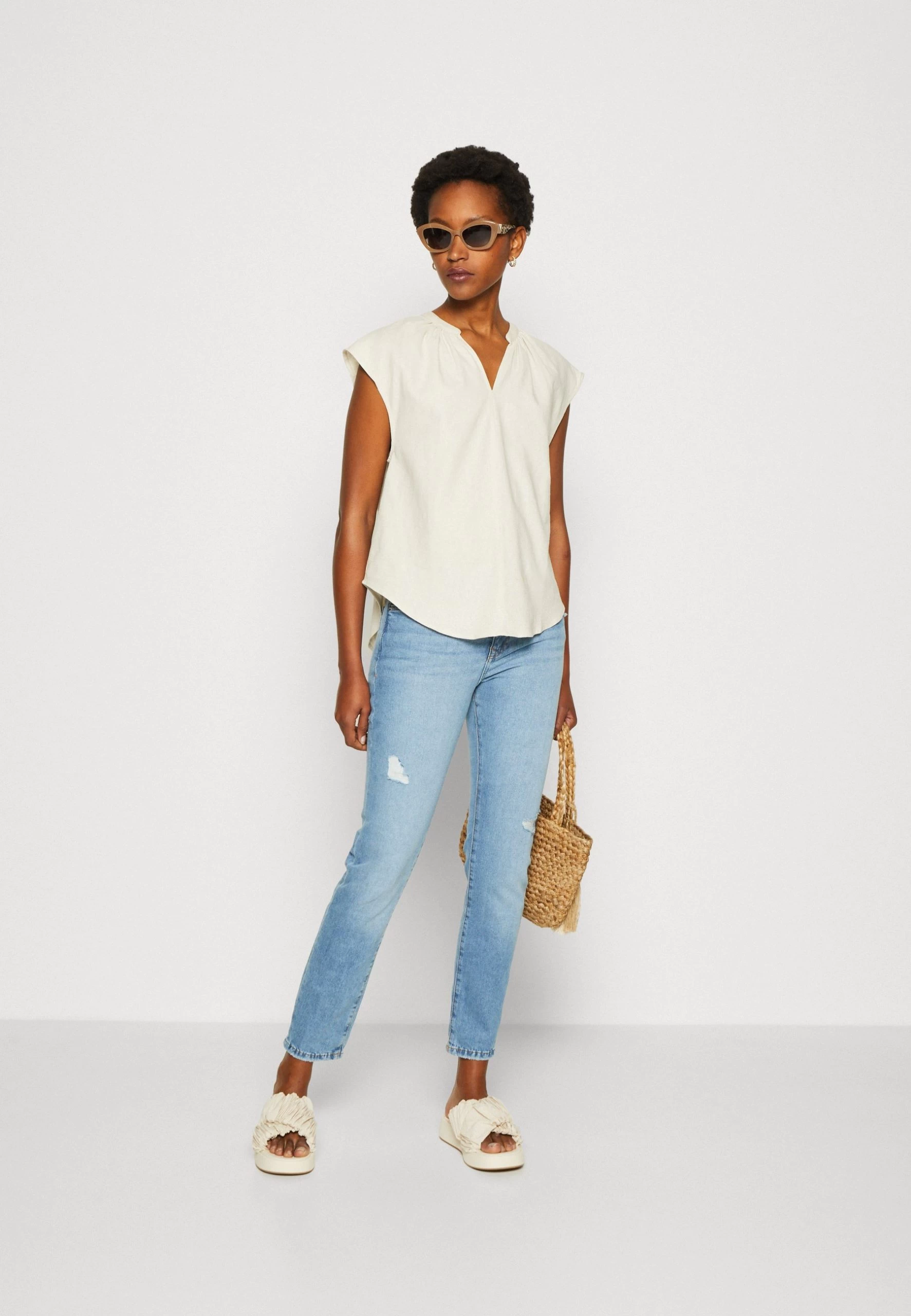 Anna Field Linen-Mix Shirt - Camiseta Estampada - Beige 2 Anna Field Linen-Mix Shirt - Camiseta Estampada - Beige - Imagen 2