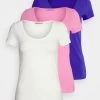 Anna Field 3 Pack - Camiseta Básica - Dark Blue/Pink/Off White