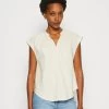 Anna Field Linen-Mix Shirt - Camiseta Estampada - Beige