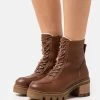 Anna Field Leather Winter Bootie - Botas Para La Nieve - Cognac